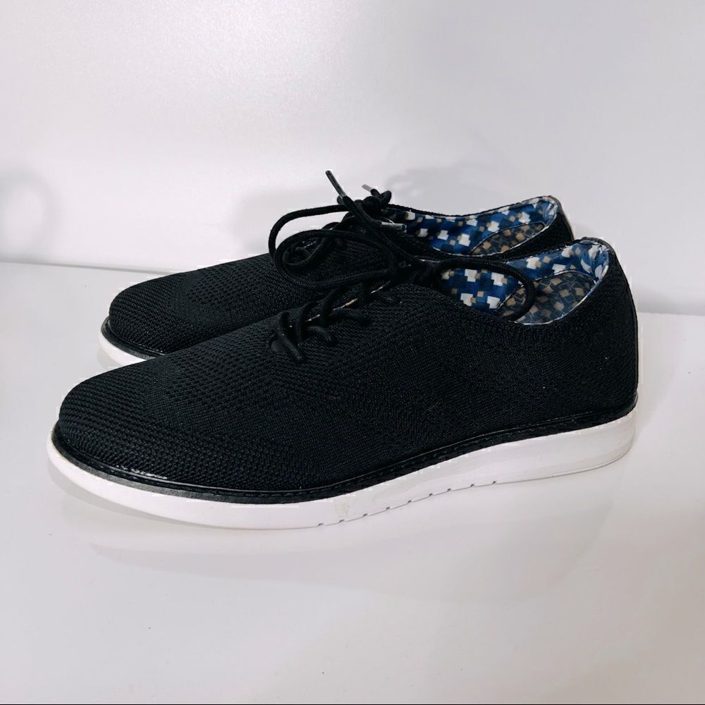 Ben Sherman Black Knit Sneakers White Soles